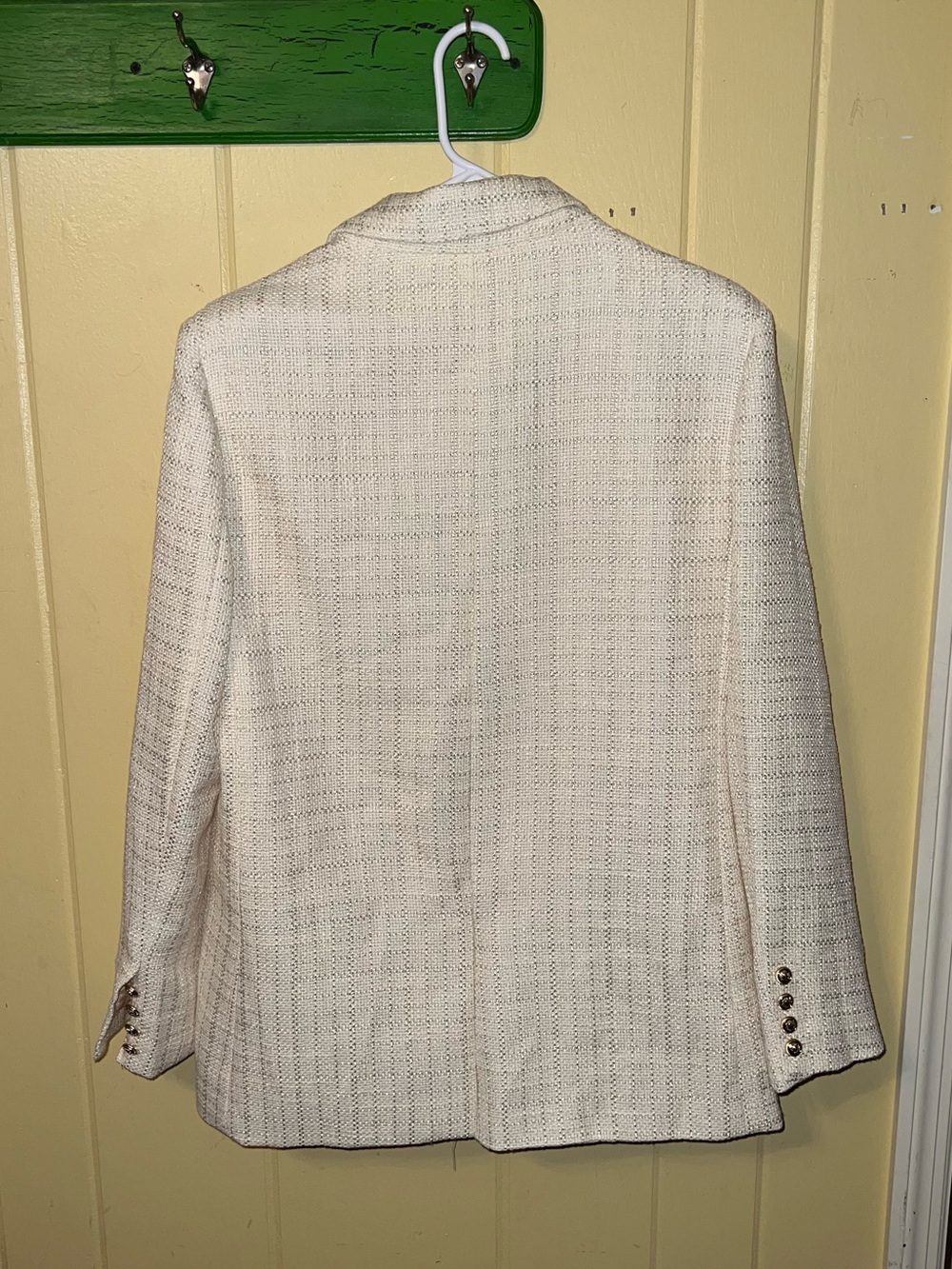 Endless Blu Cream Boucle Tweed Blazer Modern Preppy Chic Jacket Size L NWT - Picture 3 of 9